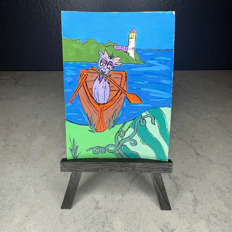 Goat In A Boat aceo art card