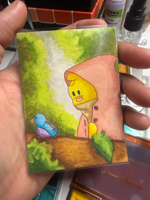 Rainy Research Day aceo art card thumbnail 2