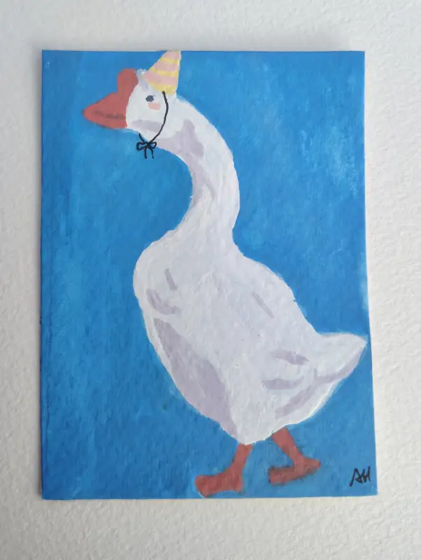 Party Goose aceo art card