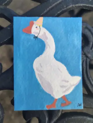 Party Goose aceo art card thumbnail 2