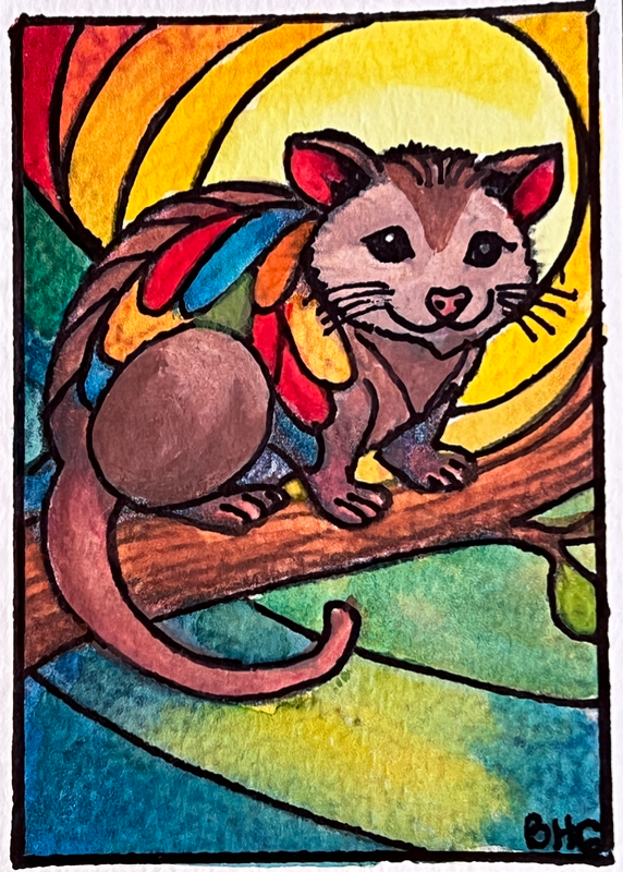 Rainbow Possum aceo art card