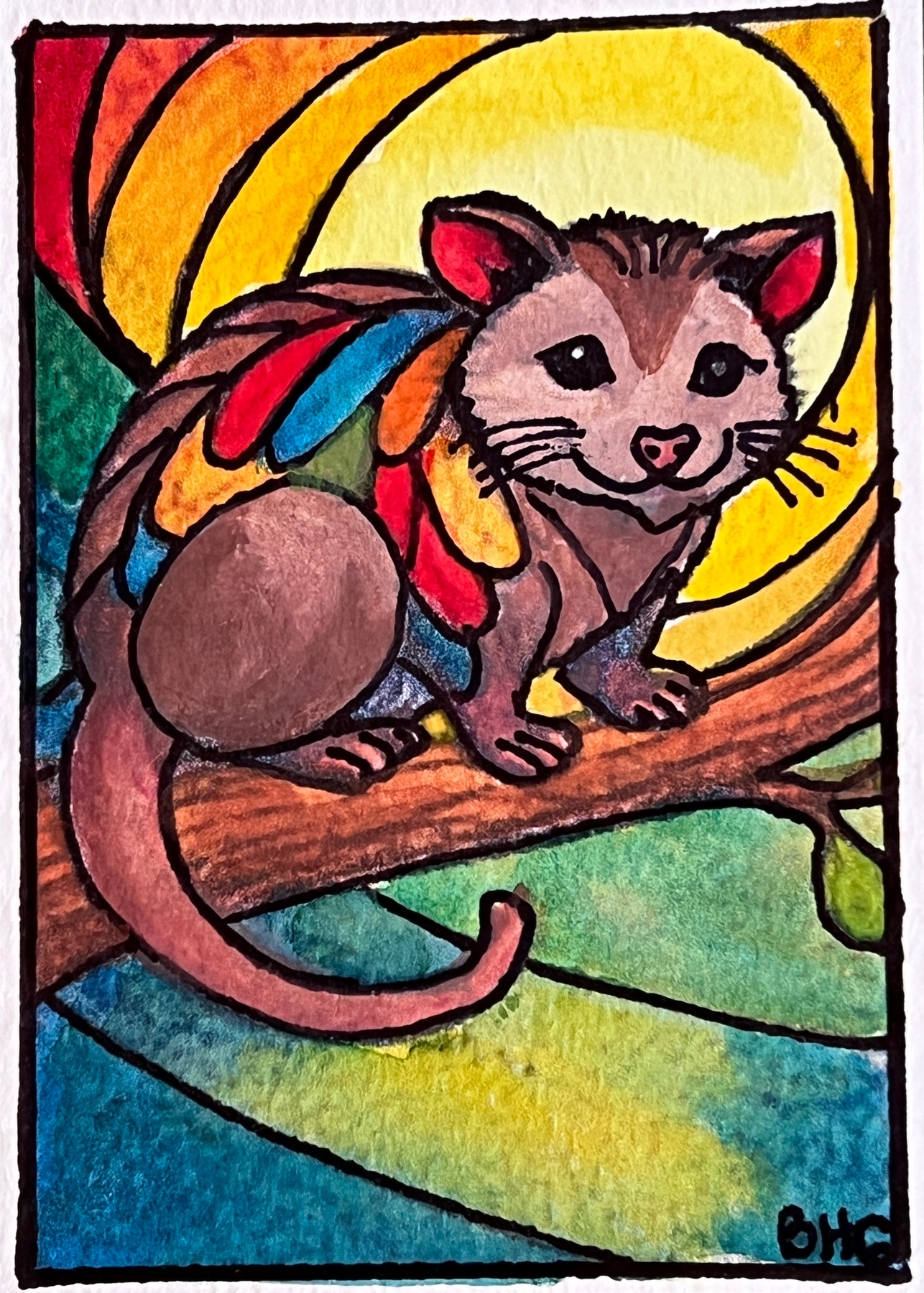 Rainbow Possum aceo art card