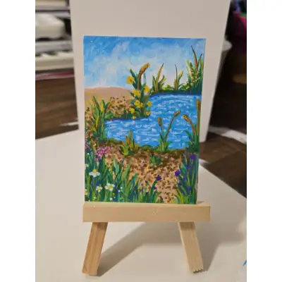 Summer Pond aceo art card thumbnail 2