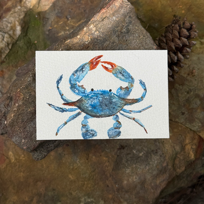 ACEO Watercolor Crab, Original, Lark Watercolor and Art, Seafood aceo art card thumbnail 1