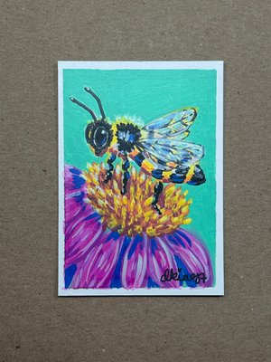 Coneflower Landing aceo art card thumbnail 1