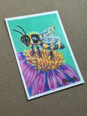 Coneflower Landing aceo art card thumbnail 2
