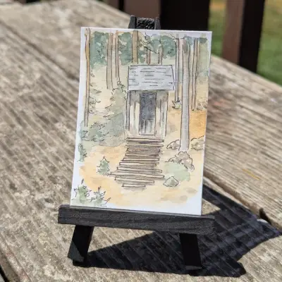 Outhouse and Stairs at St. Elmo aceo art card thumbnail 2