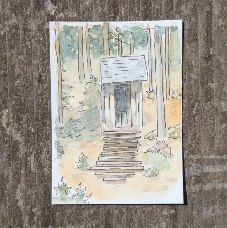 Outhouse and Stairs at St. Elmo aceo art card