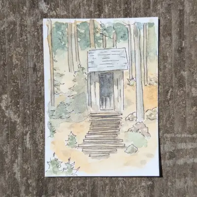Outhouse and Stairs at St. Elmo aceo art card thumbnail 1
