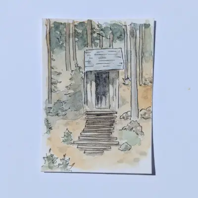 Outhouse and Stairs at St. Elmo aceo art card thumbnail 4
