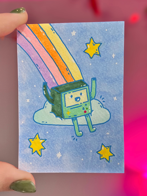 BMO In the Clouds aceo art card thumbnail 2
