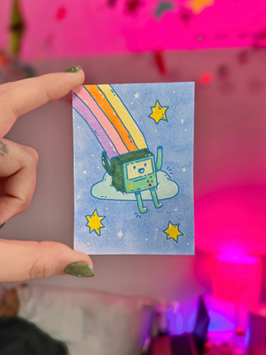 BMO In the Clouds aceo art card thumbnail 1