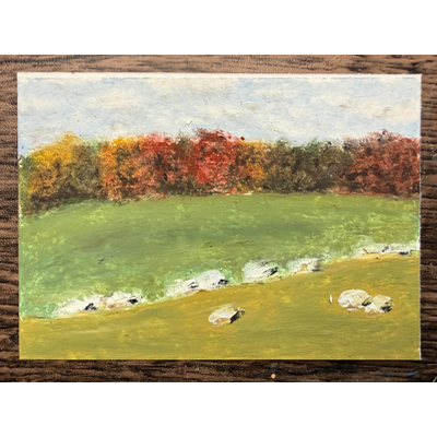 Fall Sheep aceo art card thumbnail 2