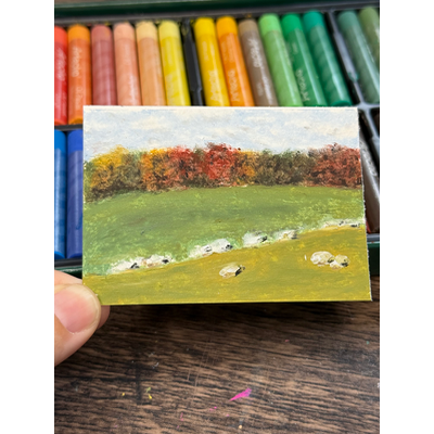Fall Sheep aceo art card thumbnail 1