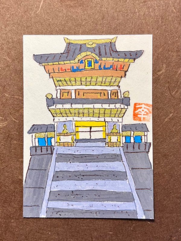 Japanese temple aceo art card