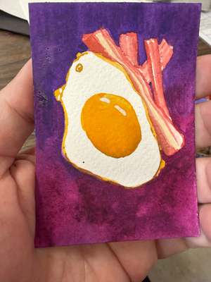 Original Art Wakey Wakey Eggs and… aceo art card thumbnail 2