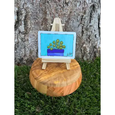 Poppy the Pilea aceo art card thumbnail 1