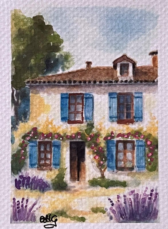 Lilac Cottage aceo art card