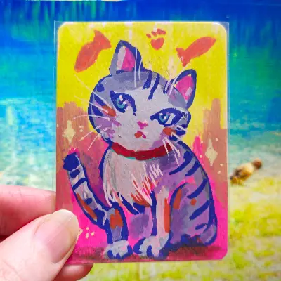 Pretty Kitty aceo art card thumbnail 1