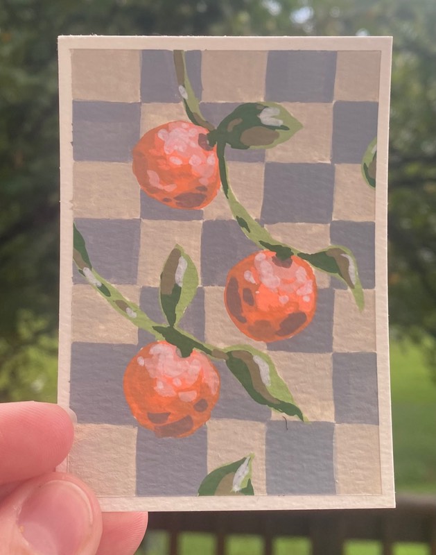orange tiles aceo art card