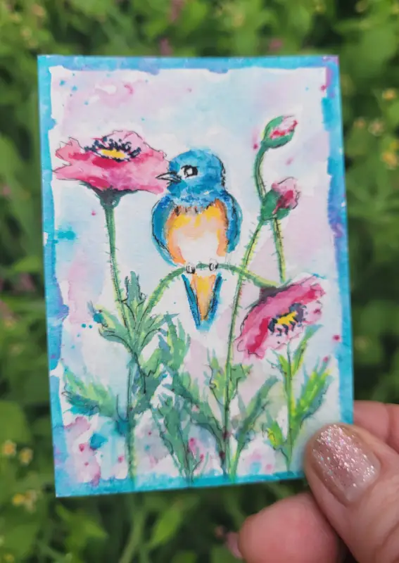 Little Bluebird aceo art card