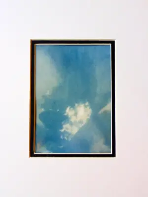 Encaustic Rose Cyanotype Mixed Media ACEO in mat aceo art card thumbnail 2