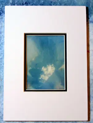 Encaustic Rose Cyanotype Mixed Media ACEO in mat aceo art card thumbnail 1