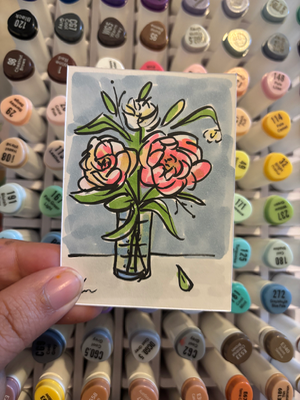 “Bouquet of Flowers” aceo art card thumbnail 2