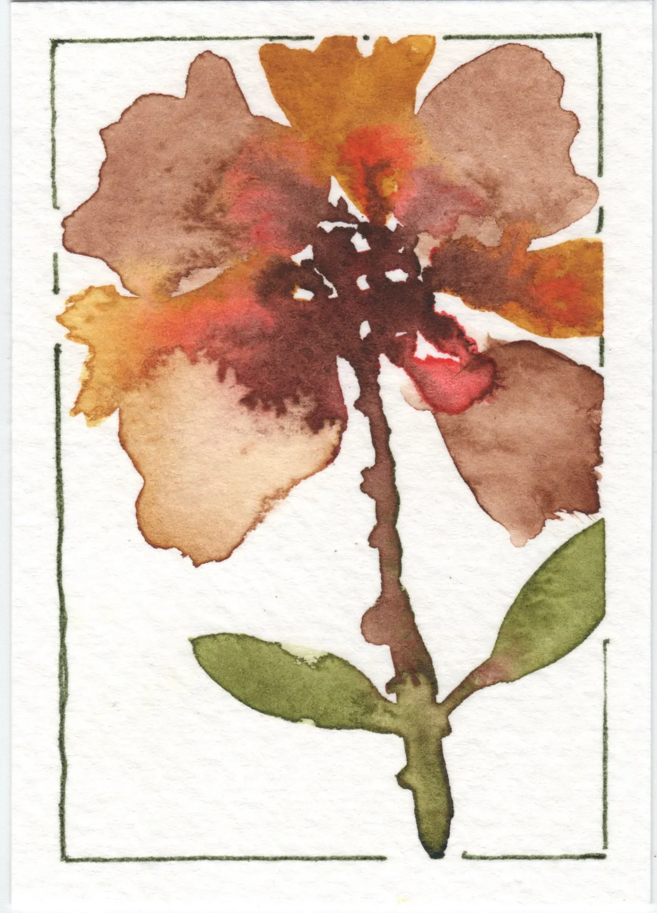 Warm Abstract Flower Mini Art 2.5x3.5 bethrichlife aceo art card