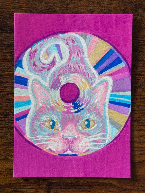 90s Nostalgia CD Kitty aceo art card