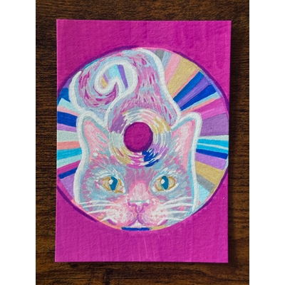 90s Nostalgia CD Kitty aceo art card thumbnail 1