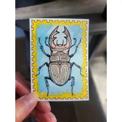 Post It Beetle(s) aceo art card thumbnail 3