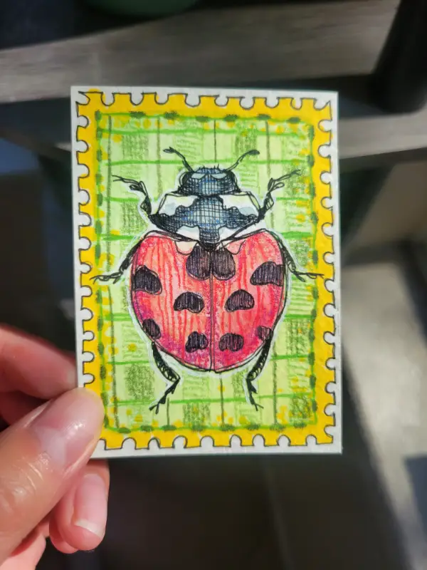Post It Beetle(s) aceo art card