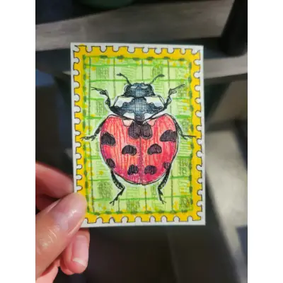 Post It Beetle(s) aceo art card thumbnail 1