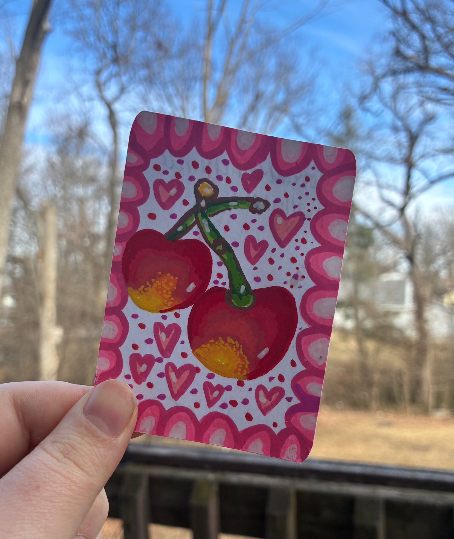 Love and the Cherries aceo art card