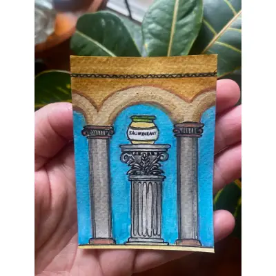 An Ode to Sauerkraut aceo art card thumbnail 2