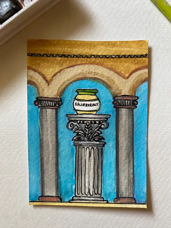 An Ode to Sauerkraut aceo art card
