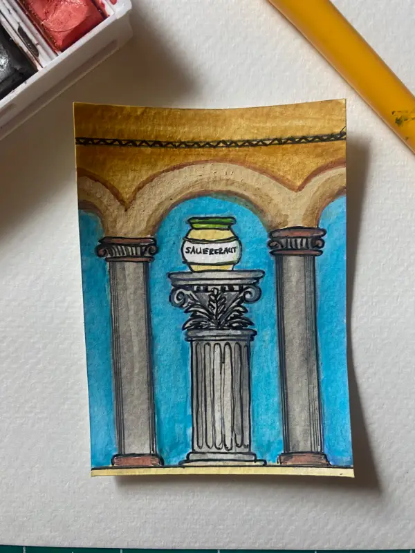 An Ode to Sauerkraut aceo art card