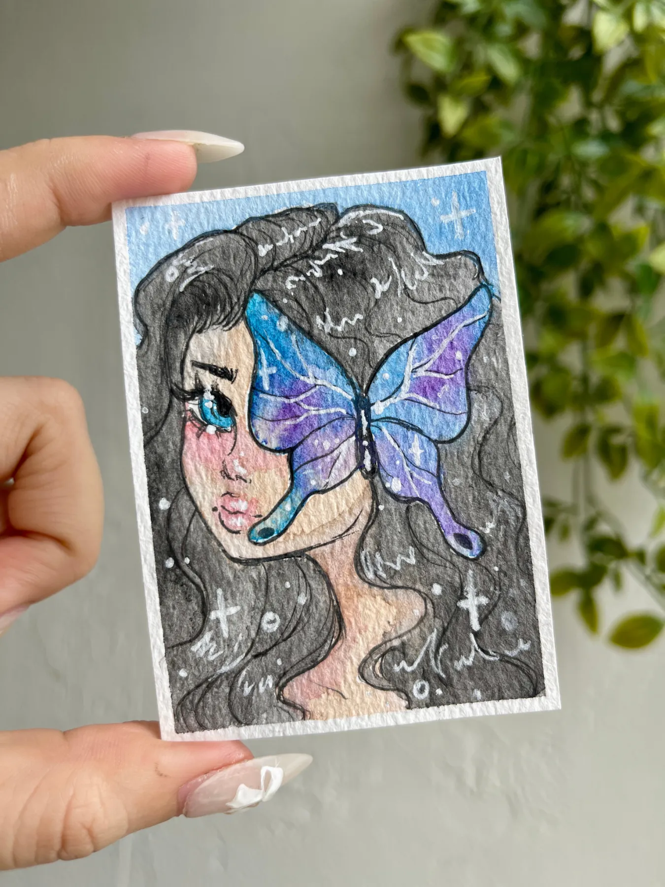 Butterfly Girl aceo art card