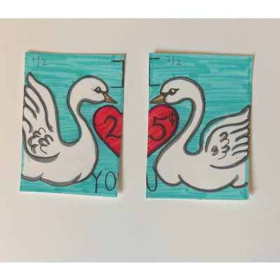 ACEO Original Love Birds aceo art card thumbnail 2