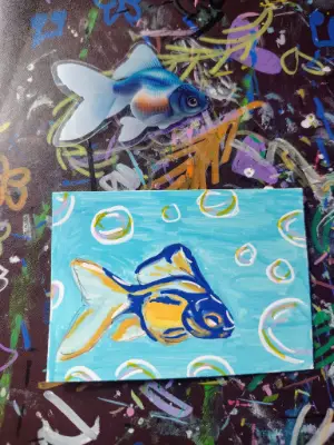 Aceo goldfish original ninthhouseoracle aceo art card thumbnail 1