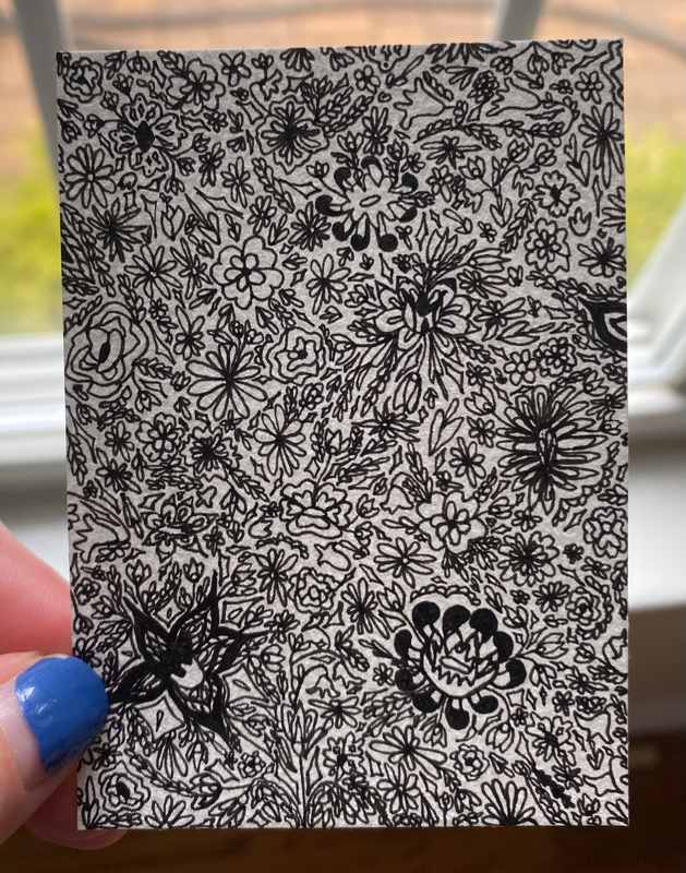 Ink flowers aceo art card