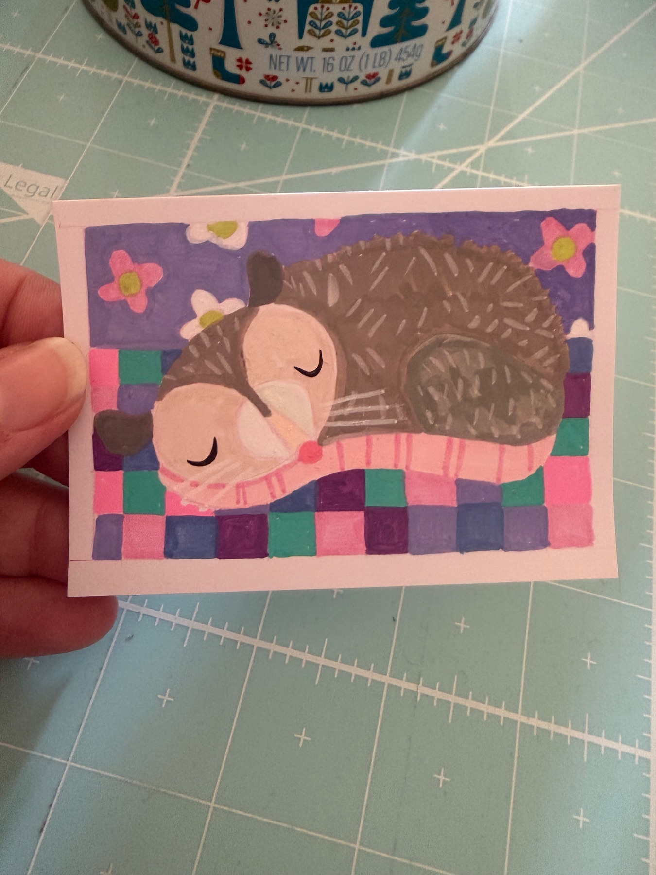 Opossum friend aceo art card