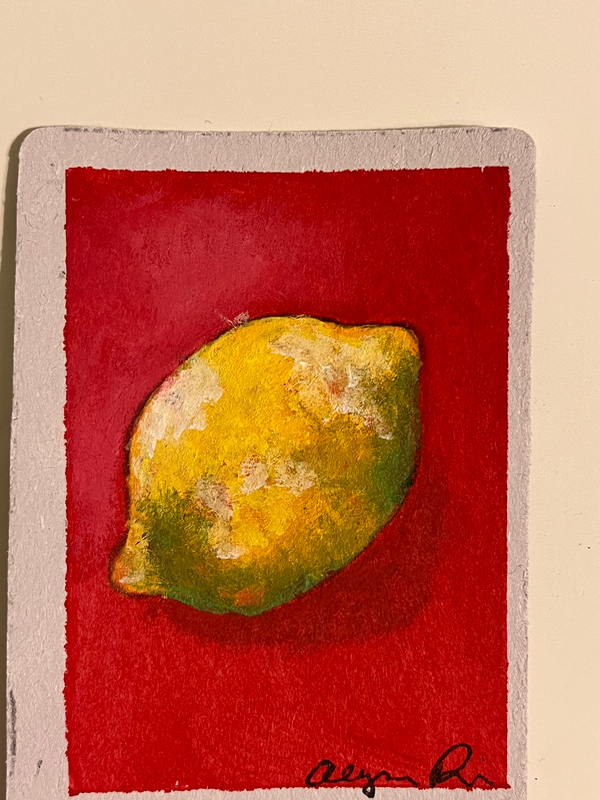 Acrylic lemon aceo art card