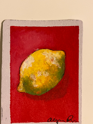 Acrylic lemon aceo art card thumbnail 1