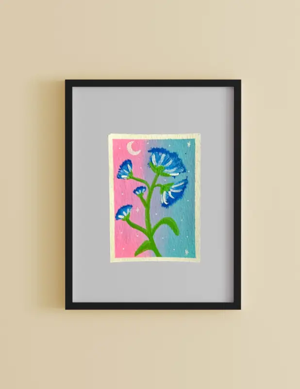 Moonlit Blue aceo art card