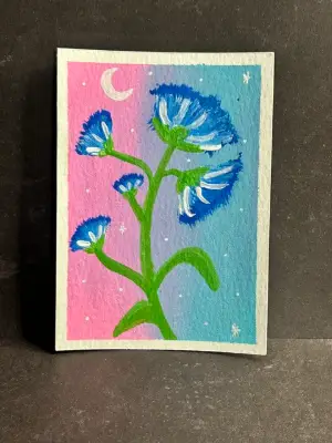 Moonlit Blue aceo art card thumbnail 2