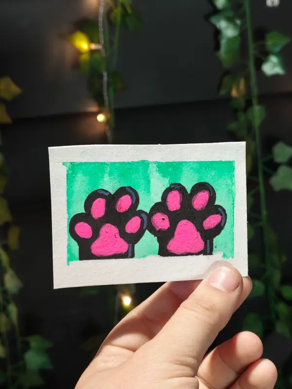 Black paws aceo art card