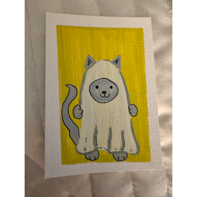 Boo Cat 2/10 aceo art card thumbnail 2