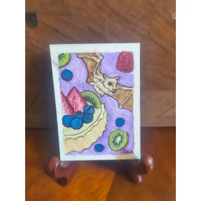 Fruit bat Dreams aceo art card thumbnail 1